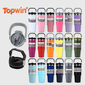 Free <b>Personalized</b> logo 30oz Powder Coated Travel Thermo Mug Vacuum 20oz Coffee Stainless Steel Tumbler with Handle - Product Image 1