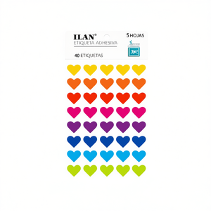 Etichette adesive Ilan a forma di cuore 40 pezzi 5 fogli 11,5x17 cm colorate per etichette di abbigliamento - Product Image 2