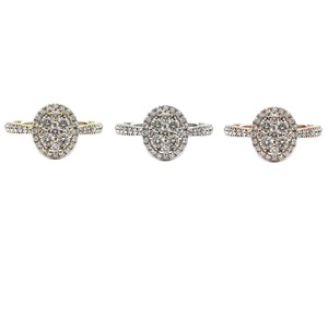 Bague ovale en or blanc massif 18 carats brillant avec diamants véritables, sertie pavé, pour femme, idéale pour mariage, fiançailles ou soirée, directement de l'usine - Product Image 4