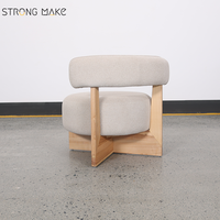Fauteuil d'Appoint Japandi Wabi Sabi Nordique Moderne en Bois Bouclé pour Salon et Détente
