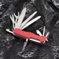 Couteau de poche pliable en acier inoxydable de qualité industrielle 11 en 1, lame de survie et de sauvetage en plein air, manche en plastique, garantie 1 an, OEM