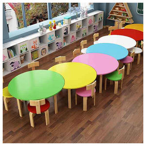 ราคาโรงงาน ขายส่ง โต๊ะเด็ก เฟอร์นิเจอร์โรงเรียนอนุบาล สีขาวรุ้ง 10 กก. โต๊ะกลีบดอกไม้แบบขยายได้ - Product Image 3