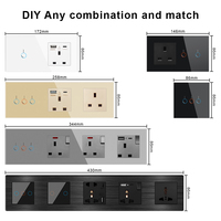 Prise murale intelligente WiFi Tuya de type 146 avec panneau en verre et prise UK, multifonction, compatible Google Alexa pour la maison intelligente