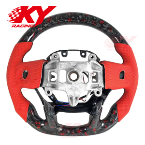 พวงมาลัยสปอร์ตไฟ LED สำหรับดอดจ์2018-2027 1500 TRX 2500 3500 4500 5500 SRT Rho หนังคาร์บอนไฟเบอร์สีแดงออกแบบได้ตามต้องการ - Product Image 4