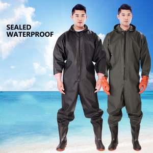 Combinaison de pêche imperméable unisexe Corps en caoutchouc PVC plus épais avec cuissardes en nylon Caractéristiques imperméables - Product Image 2