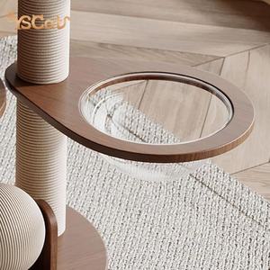Modern Madeira Faux Rattan Eco-Friendly <span class=keywords><strong>Cat</strong></span> <span class=keywords><strong>Tree</strong></span> Luxo com 2 Níveis Indoor/Office Use Carton Embalado - Product Image 4
