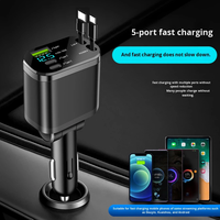 Chargeur de voiture SIHAGE 5 en 1, adaptateur de charge rapide USB Type C, station de charge avec câble rétractable, chargeur de téléphone de voiture en aluminium