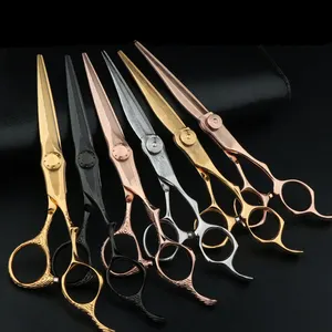 Kungfu 6inch Damascus Steel Rose Gold Black Color Classic Package Barber Hair Cut Salon Scissors Barber Tools