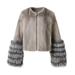 Giacca Corta in Vera Pelliccia di <span class=keywords><strong>Visone</strong></span> con Collo in Pelliccia di Volpe Jancoco Luxury Winter - Product Image 1