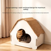 Maisonnette pour chat en carton ondulé de style mignon avec toit en feutre et griffoir intégré, idéale pour les grands chats d'intérieur - Vente en gros OEM
