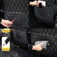 1 pièce Housse de protection de dossier de siège de voiture en PU avec tapis anti-coup de pied et sac de rangement anti-salissures - Accessoires automobiles
