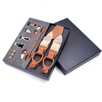Dernières affaires hommes bretelles luxe multi-fonction costume 8 sortes de Clips bretelles bricolage cuir jarretelle pour hommes cadeau