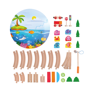 Giáo Dục Học Tập Mô Hình Động Vật Đại Dương 40 Cái Vòng Đường Sắt Đồ Chơi Đường Bằng Gỗ - Product Image 2