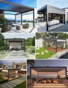 Pergola in alluminio <span class=keywords><strong>Gazebo</strong></span> con feritoie per tetto regolabili tettuccio impermeabile in fibra di vetro - Product Image 6