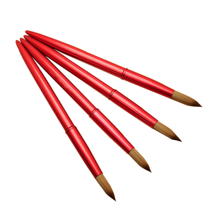 Pinceau à ongles en acrylique 100% Kolinsky avec manche en métal rouge, logo personnalisé OEM, outil de nail art, différentes tailles - Product Image 1