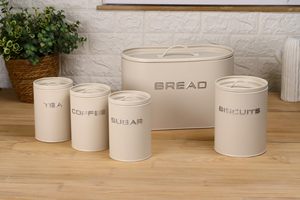 Boîte à pain <span class=keywords><strong>vintage</strong></span> pour la cuisine avec des boîtes en étain pour le café, le <span class=keywords><strong>sucre</strong></span>, le thé, le rangement des pâtisseries, ensemble de boîtes à pain avec couvercle en métal - Product Image 4