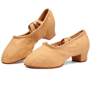 Chaussures de danse classique professionnelles de haute qualité en toile pour professeur de ballet, chaussures à talon bas pour femmes avec doublure en coton - Product Image 2