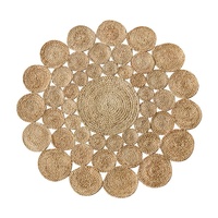 Tapis rond en jute bio, tissé à la main, à poils moyens de 8 mm d'épaisseur, pour salon, canapé, table basse, chambre, chevet, extérieur, compatible aspirateur
