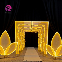 Arche dorée de fond de scène, ensemble de 3 pièces, support de bougie musulman islamique, fond de scène en métal, événements, fête, scène, décoration murale, arche pour scène, mariage
