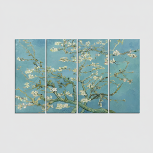 Toile d'art imprimée élégante avec branches de cerisier en fleurs de Van Gogh, lot de 4 toiles - Product Image 2