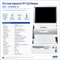 AUO G104SN02 V2 10,4 Zoll TFT LCD-Anzeigemodul 800x600 SVGA Industrielles LCD-Display-Panel LVDS 20-Pin für Geräteintegration
