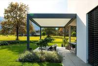 Pergola extérieure interactive en aluminium avec système de panneaux solaires, style pavillon, gazebo, kiosque, toit ouvrant et fermable, finition anodisée, étanche