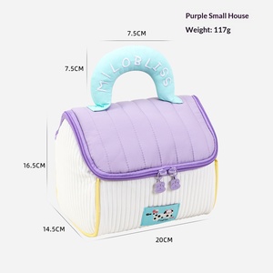 Lindo Organizador de Cosméticos Portátil con Forma de Casita, de Lona, con Cierre, Gran Capacidad, Aspecto Lujoso, para Bolsas Pequeñas - Product Image 3