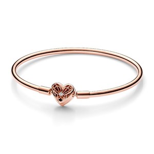 Bracelet <span class=keywords><strong>Pandora</strong></span> en argent sterling S925 avec fermoir cœur, plaqué or 14 carats, fermoir flocon de neige, bijoux fins DIY - Product Image 5