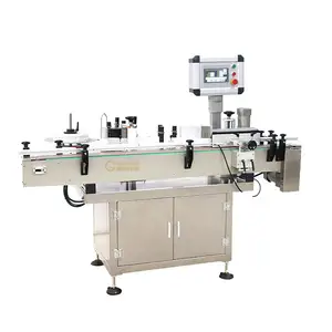 Desktop Automatic Flat Box Industrial Bateria Fruit Pail Meias Vertical Square Bottle Labeling Machine