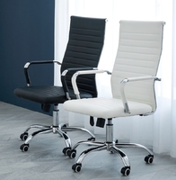 Silla de Oficina Ejecutiva Ergonómica de Cuero Negro con Respaldo Alto Acanalado, Personalizable OEM ODM, Estilo Vintage, Venta al Por Mayor