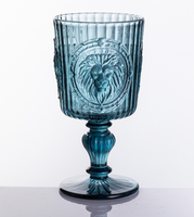 Verres à vin vintage en relief faits à la main, multicolores, motif tête de lion pressé, gobelets de style animal, uniques