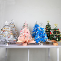 Mini árbol de Navidad con LED muñeco de nieve globo cadena luces conos de pino bolas adornos de mesa pequeño árbol de abeto de Navidad Artificial