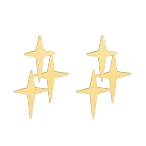 2022 dainty stainless steel 18K gold retro light luxury fashion exaggerated cross star of david stud earrings