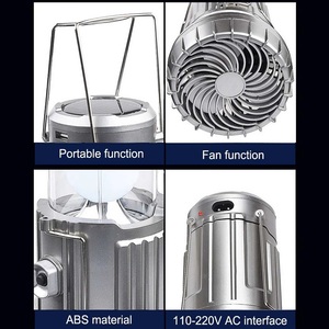 Linterna LED portátil multifunción 6 en 1 para acampar al aire libre, con ventilador, luz de ahorro de energía, linterna recargable Solar, envío directo - Product Image 3