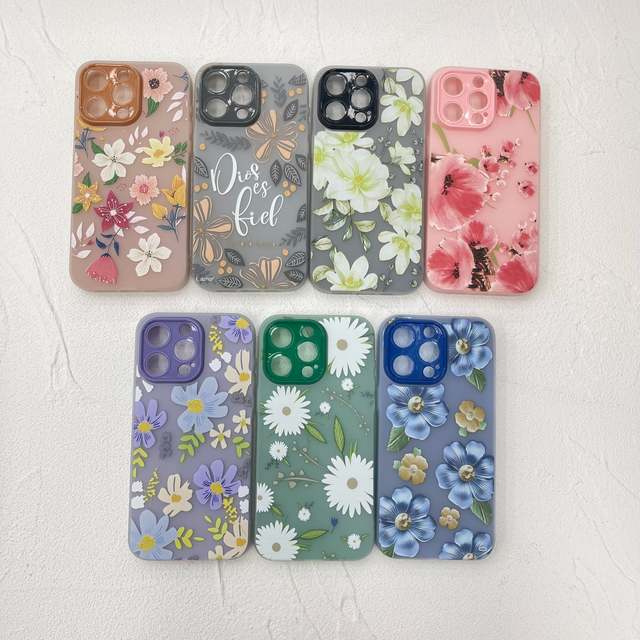 Girls' 2-in-1 Hard Feel Phone Case Precise Hole Design DIY Print Patterns Flowers Fits iPhone 16 Series & Multiple Models