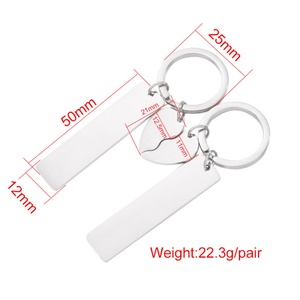 Wholesale Gift for Women Men Keychain Couples <b>Heart</b> Customized Blank Pendant Charms Keychain Stainless Steel Jewelry - Product Image 6