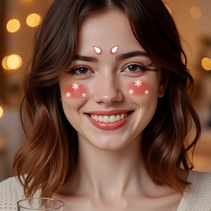 Tatouages temporaires <span class=keywords><strong>de</strong></span> Noël, autocollants pour le visage, dessins animés mignons, réalistes, bois <span class=keywords><strong>de</strong></span> renne, <span class=keywords><strong>flocon</strong></span> <span class=keywords><strong>de</strong></span> <span class=keywords><strong>neige</strong></span>, <span class=keywords><strong>tatouage</strong></span> imperméable pour le visage, le cou, le bras - Product Image 4