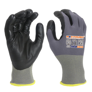 <span class=keywords><strong>Gants</strong></span> <span class=keywords><strong>de</strong></span> travail MaxiTough Factory Fashion Grey 15g en nylon et élasthanne, tricot sans couture, lavables, avec <span class=keywords><strong>grip</strong></span>, protection pour la construction - Product Image 1
