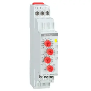 Relai Sensor Hilang Fase DV5-07, Relai Kontrol 3 P + N Pemantauan Voltase 3 Fase 3 Kabel 10A 250V