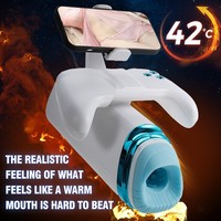 Gamepad Automatischer Teleskopischer Männlicher Masturbator 42C Heizender Vibrierender Stimulator mit Telefonhalterung Sexspielzeug für Männer