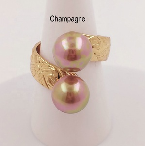 JX155 하와이안 플루메리아 펄 반지 15색 12mm 10mm 쉘 진주 사모아 주얼리 - Product Image 4