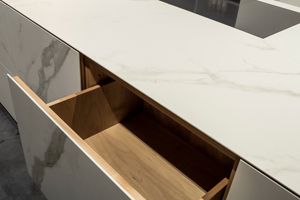 Armoire de <span class=keywords><strong>cuisine</strong></span> moderne modulaire en pierre frittée avec caisson en aggloméré, glissière de <span class=keywords><strong>tiroir</strong></span> et charnière pour salle familiale - Product Image 6