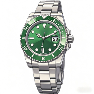 Montre de plongée classique de style vert, bracelet en acier inoxydable, lunette en céramique, modèle de designer, vente en gros - Product Image 3