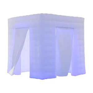 Портативная надувная фотобудка со светодиодным кубом, двухдверная палатка белого цвета, 2,5 м, фотобудка, фон для свадьбы, дня рождения