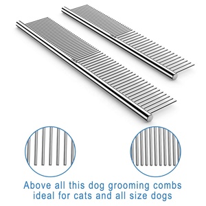 Peigne de toilettage pour animaux de compagnie en acier inoxydable de qualité supérieure avec dents arrondies et poignée antidérapante pour chiens, chats et toutes poils - Product Image 2