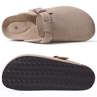 Sabots en daim YL-25364 pour femmes avec soutien de la voûte plantaire-pantoufles mules confortables en liège, chaussures de maison orthopédiques pour usage intérieur et extérieur