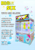 Machine à grue à six griffes commerciale pour peluches, à monnayeur, jeu d'arcade de capture de jouets et de récompenses, approvisionnement direct usine ACS