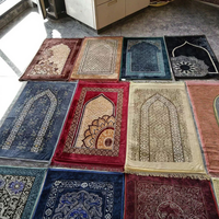 Sajadah Islami Berbahan Poliester Tebal Berlapis Empuk, Dapat Dicuci, dengan Alas Karet, Gaya Embos Turki untuk Penggunaan di Rumah