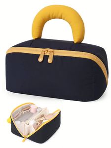 Waterproof Toiletry <b>Bag</b> Wide Open Portable Pouch Travel <b>Makeup</b> <b>Bag</b>, Cosmetic <b>Bags</b> <b>with</b> <b>Compartments</b> and Handle - Product Image 3