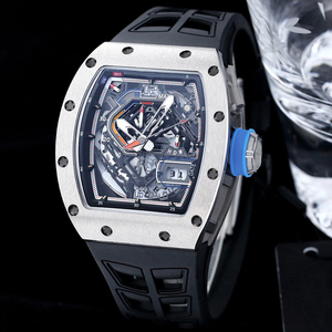 Reloj Unisex de Aleación Plateada Luminosa con Esfera Tonneau, Correa de Goma, Movimiento Tourbillon Esqueleto, Versátil para Negocios, Deportes y Agua - Product Image 1